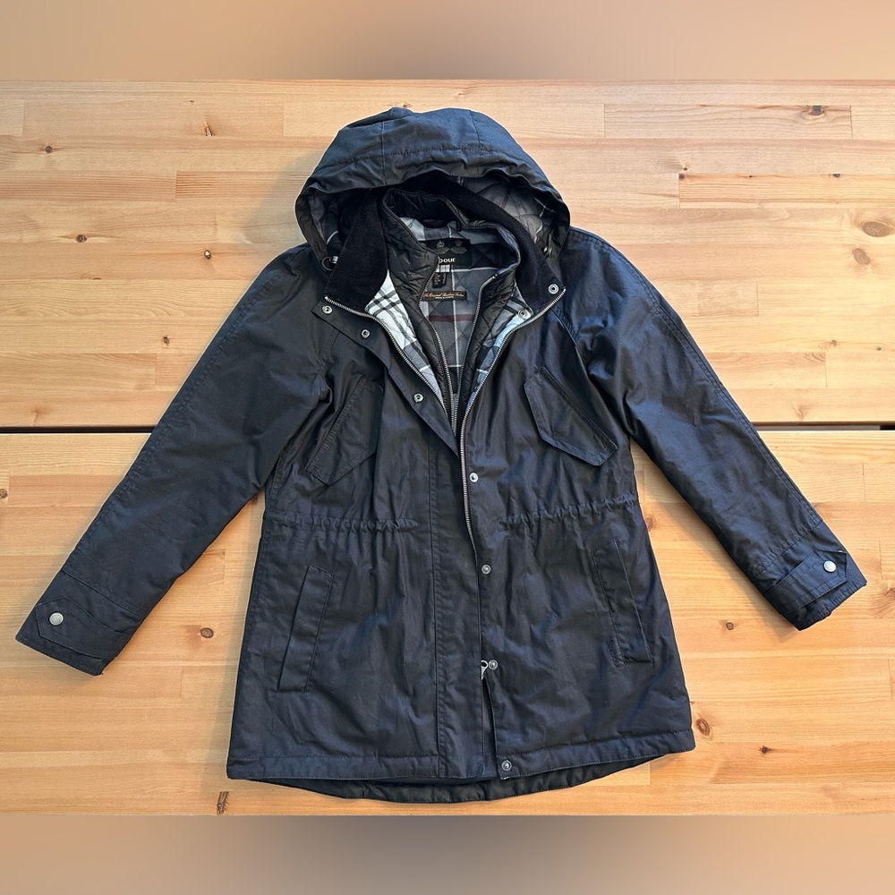 Barbour Waxed Women’s Black Jacket Size 8 Nearly New